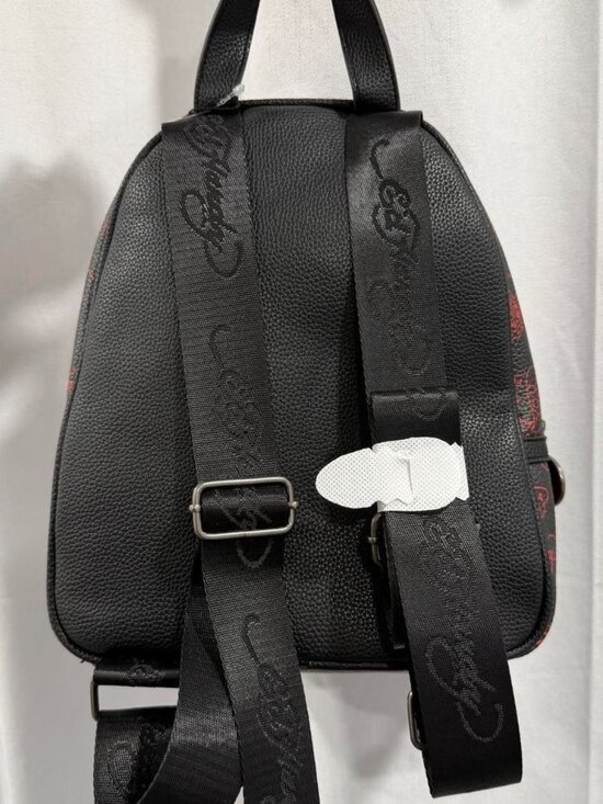red and black ed hardy backpack with red butterfly and heart details y2k NWT main image 8